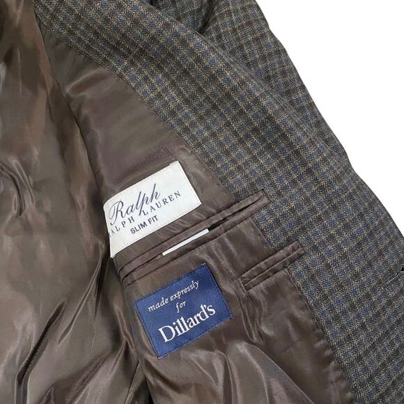 Ralph Lauren Wool Plaid Slim Fit Blazer - 40S - Picture 3 of 5